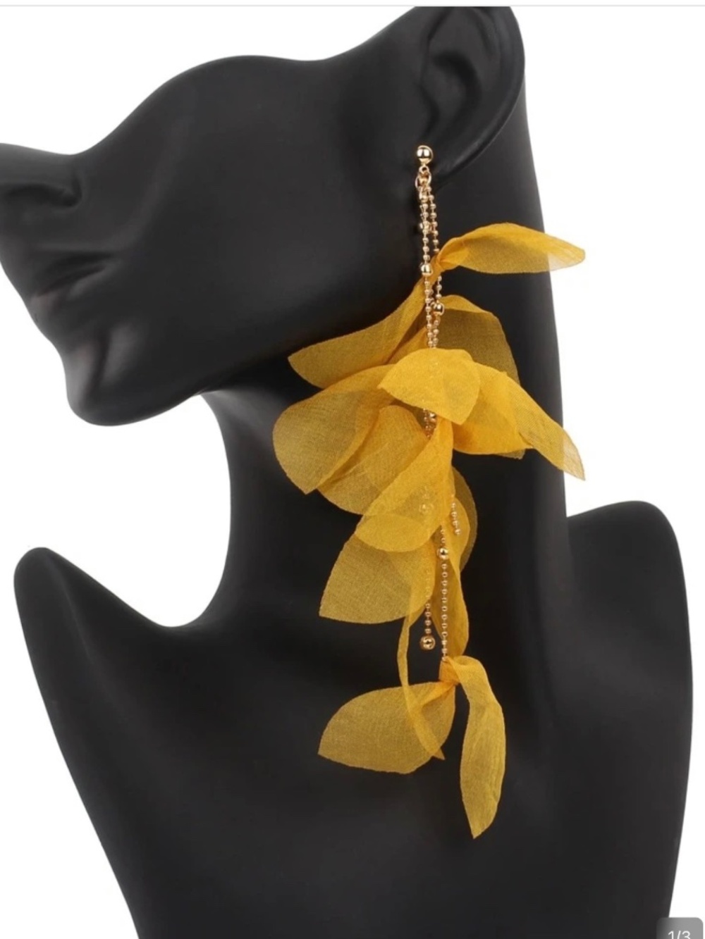Flowers Elegant glamorous Stainless Steel Women Earrings, Color Yellow
